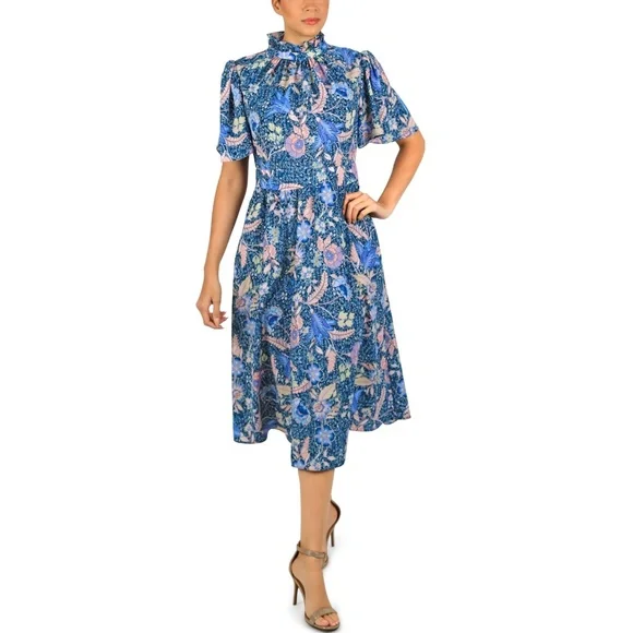 julia jordan | Dresses | Julia Jordan Mock Neck Flutter Sleeve Midi Dress  Nwt | Poshmark